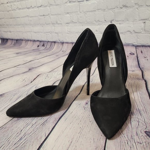 Steve Madden Varcityy Black Velvet Suede Pumps Heels Size 10 - Picture 3 of 7